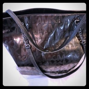 Michael kors pewter tote handbag